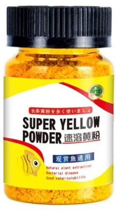 High Soluble Yellow Powder for Ornamental Fish, Treatment Lazy and Injury Prevention 65g Bottle 2-3g per 100L of Water (Yellow)