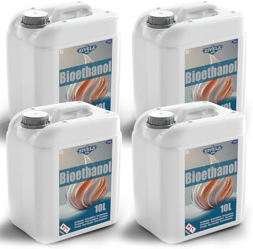 Bioetanol 96,6% 40L | Alcohol orgánico inodoro 96,6% 4 x 10 l | Bioetanol para chimenea, chimenea de mesa, chimenea de bioetanol | Bioetanol Inodoro | Combustión limpia