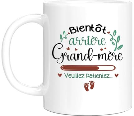HALUMI Mug Pour Future Arrière Grand Mère - Tasse Originale Bientôt Arrière-Grand-Mère Veuillez Patientez - Idée Cadeau Annonce Grossesse Enceinte Bébé - Mug En Ceramique Bicolore 330ml 440ml