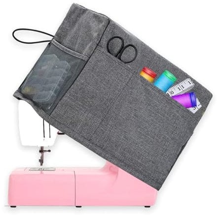 TCHAWk Nähmaschinen Staubschutzhülle, Overlock Abdeckungen Mit 3 Zubehörtaschen, Grau Polyester 46x21x32cm