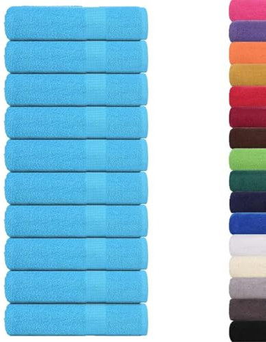 vidaXL Serviettes de Bain 10pcs Turquoise 100x150cm 360g/m² 100% Coton, Serviette, Ensemble de Serviettes de Bain, Serviette d'hôtel