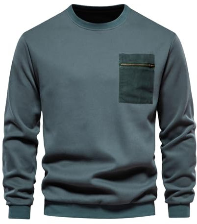 Herren-Winterjacken, Herren-Fleecejacke, Geschenk für Herren, langärmelig, locker, lässiger Rundkragen, Kapuzenpulli für einen Mann, grün, XL