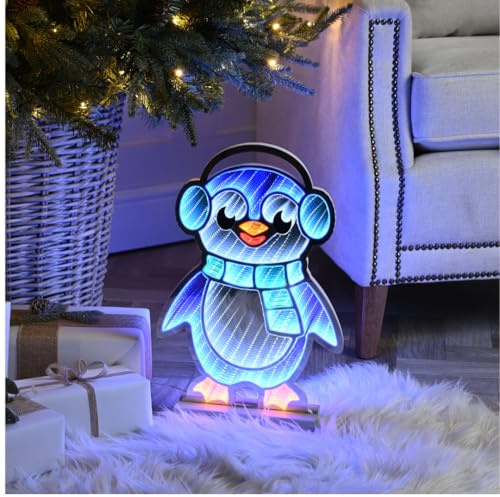 Samuel ALEXANDER 40cm Light up Penguin Infinity Christmas Decoration with Blue and White LEDs
