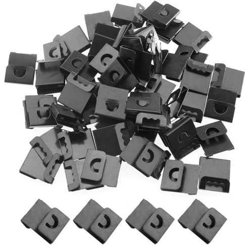 Heyous 100 Stück Fotorahmen-Clips aus schwarzem Metall, S-Haken, Rückplatte, gezackter Clip, Fotorahmen, Hardware für Bilderrahmen und Leinwände