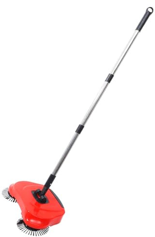 TOGEVAL Manual Floor Sweeper Broom Dustpan 360° Rotation No Battery Ideal for Hard Floors