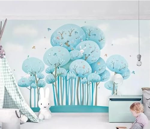 siuayosdj Papier peint bleu mignon oiseau fond peinture murale 3d papier peint, 3D, 430x300cm