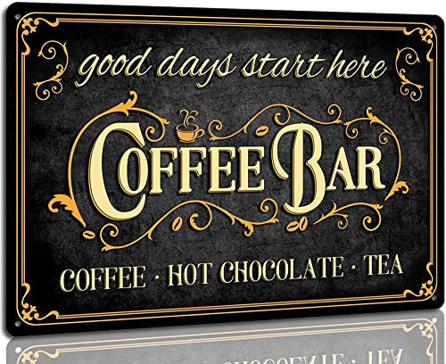 Metal Wall Decor, Coffee Bar Sign, Gift Street Sign – LIFE IS BETTER WITH CAFFEINE Vintage Metal Wall Plaque for Coffee Bar. Kitchen, Café, Home Decor 8x12
