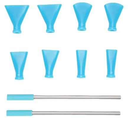 Mumusuki Stainless Steel Straw Blow Nozzles Set, Acrylic Pouring Paint Supplies for Bloom Dutch Pour, 2 Straws 8 Nozzles Kit for Art Projects Creative Design (Blue)