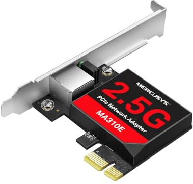 Mercusys MA310E 2,5 Gigabit PCIe Netzwerkkarte für PC, Wake-on-LAN, Energieeffizientes Ethernet, Flusskontrolle, kompatibel mit Windows und Linux