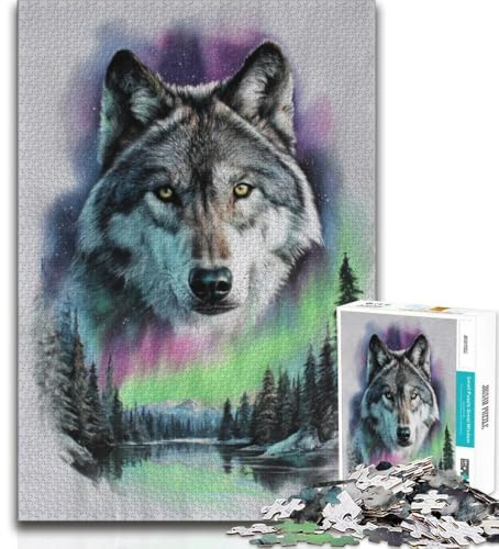 Jigsaw Majestic Wolf Puzzle 1000 Teile für Erwachsene Geschenke Geburtstagsgeschenkidee für Erwachsene Familienspiel und Hobby (50x75cm)