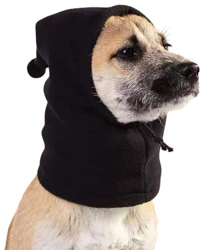 HhBdy Snood Chien, Cache Oreille Chien Chaud Dog Ear Muffs Ajustable Snood pour Oreilles Noir Bonnet pour Chat Lavable pour Promenades en Plein Air Jeux dans la Neige Voyages en Voiture (L)