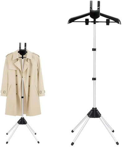 SUNNYNEST Folding Steamer Stand 1PC Telescopic Rotating Hanger Black | Telescopic garment steamer stand with rotating hanger and stable aluminum alloy frame for shirts, dresses and home use.