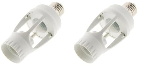 Douille E27 + détecteur intégré - Blanc - Zenitech (Lot de 2)