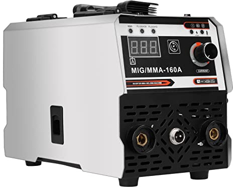 ERYUE Saldatrice con Protezione a Gas di Anidride Carbonica Saldatrici MIG MMA 2 in 1 con Meccanismo di Alimentazione del Filo Integrato, Saldatrici Inverter a Corrente Continua per Saldatura (Spina