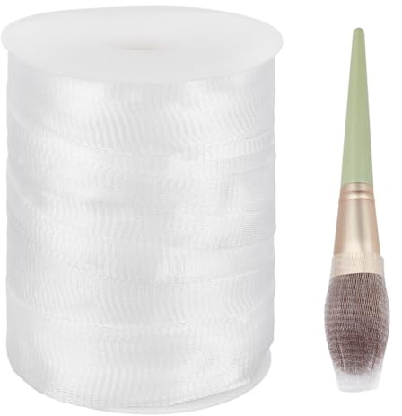 BENECREAT Filo di Precisione Da 45.7 m, Rocchetto di Rete, Larghezza 20mm, Materiale PE per Tagliacuci, Ricamo, Quilting, Filo Da Cucito Bianco, Salvafilo