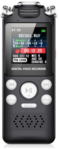 Plyisty Digitaler Diktiergerät, AI-Rauschunterdrückung, Klare, 256 GB Speicher, MP3-Player, mit Automatischer Sprachaktivierter und Typ-C-Schnittstelle (16GB)