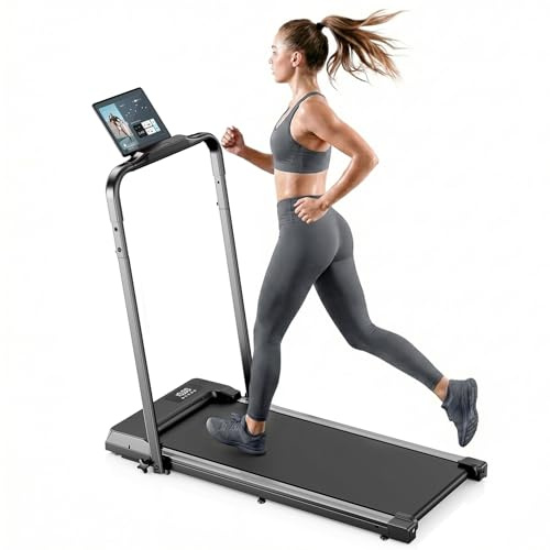 Tapis roulant per casa pieghevole – Upgraded Durevole & Portatile Elettrico Treadmill per Home Fitness con forte supporto a ventosa e telecomando, max 10 km/h per Cardio & Walking (nero)