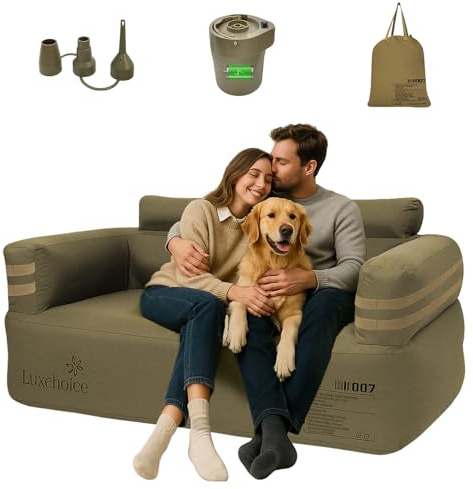 Luxchoice Inflatable Sofa Camping Blow up Sofa with USB Pump 300KG Max | Inflatable Couch in Inflate 4-Mins, Air sofa with 1000D Oxford, Leakproof, Portable Camping Couch, Perfet for Camping or Home