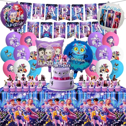 Set di Decorazioni per Compleanno da 47 Pezzi, Include Striscione di Compleanno, Toppers per Torte, Palloncini in Lattice, Decorazioni per Compleanno Adatte ai Bambini
