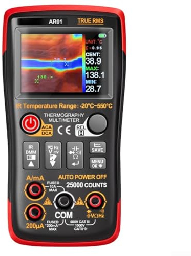 25000 conteggi multimetro ABS, 2 in 1 termocamera tester di tensione AC DC per diagnostica elettrica HVAC, nero
