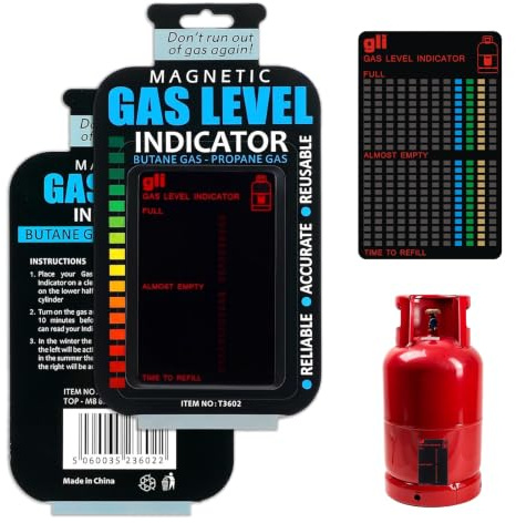 DBCEJF 2 Stück Magnetische Füllstandsanzeige für Gasflaschen, Präziser Gasfüllstandsanzeiger für Propangas & Butangas, Füllstandsmesser für Grill, Camping, Wohnmobil und Küche - Gasstandsanzeige