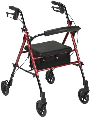 Drive Medical Rollator, höhenverstellbar, 15,2 cm, Rot