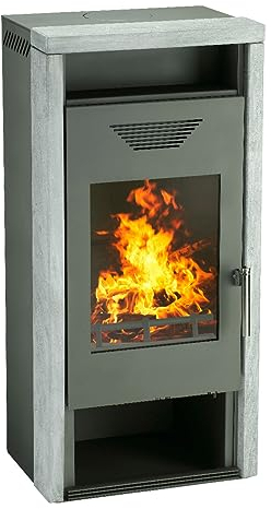 Kaminofen Wamsler KF 101 Yara Stahl gussgrau / Naturstein 8kW