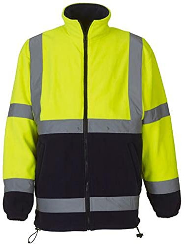 Yoko Men's Yk042/Hvk08 Hi Vis Heavyweight Fleece Jacket - Yellow/Navy, X-Large