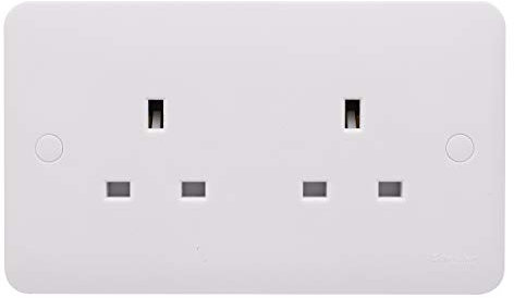 Schneider Electric Lisse White Moulded - Unswitched Double Power Socket, Single Pole, 13A, GGBL3060, White
