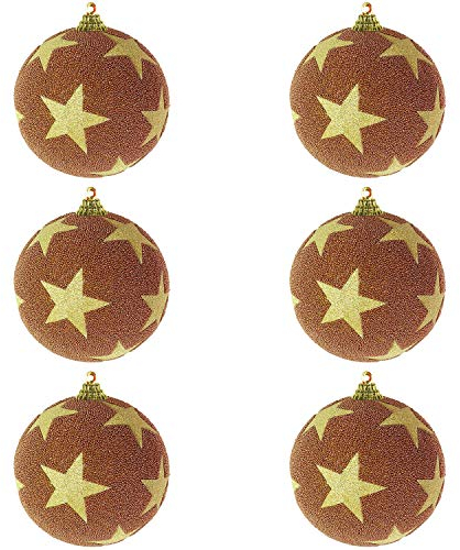 Mojawo 6-TLG. Weihnachtskugeln Weihnachtsbaumkugeln Weihnachtskugeln Baumschmuck Kupfer/Gold Ø 8cm Christbaumkugeln beflockt mit Glitzer