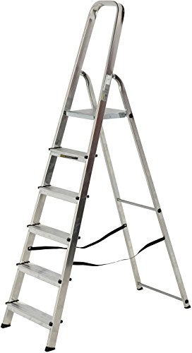 Aluminium Step Ladder EN131 Folding Platform Steps Grab Rail Youngman Atlas Stepladder (6 Tread)