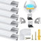 Chesbung Profilé Aluminium LED - 6x1mètre Aluminium Profilé V-forme pour Bandes à LED, Compact Finition Professionnelle avec Blanc Laiteux Couvercle,Embouts,Clips de Montage en Métal,Embouts Jaunes