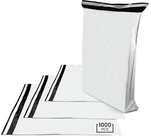 Netuno 1000 Stück Folien Versandtaschen 260x 350 mm selbstklebend Versandtüte Warenbeutel Plastikbeutel Folienbeutel Folienversandtasche Kurierumschlag Versandbeutel aus Folie für Kleidung Textilien
