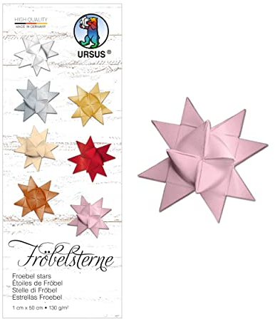 Ursus 3200029 - Papierstreifen für Fröbelsterne, altrosa, aus Tonzeichenpapier 130 g/qm, ca. 1 x 50 cm, 100 Streifen für ca. 25 Sterne, Bastelklassiker zur Weihnachtszeit