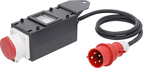 as - Schwabe MIXO Starkstromverteiler – CEE-Stecker 400V/16A/5-polig, ca. 11 kW - FI Stromadapter - 1 x CEE Steckdose 400 V 16 A, 5-polig - 1,5 m Leitung - Außenbereich – Made Germany – IP44, 61705
