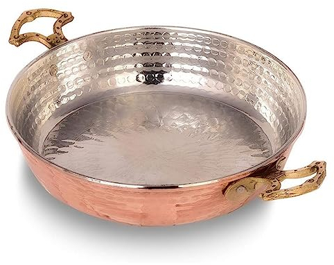 Gehämmerter Kupfer-Chef-Pfanne, Handgefertigte Authentische Rote Bratpfanne, Türkische Eier-Omelett-Pfanne, Kochgeschirr Sahan (7,9 Zoll - 20 cm)