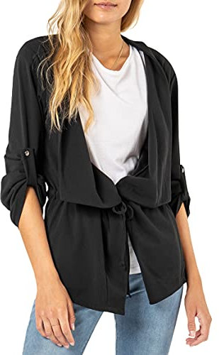 Sublevel Damen Blazer zum Binden Lässig Black S