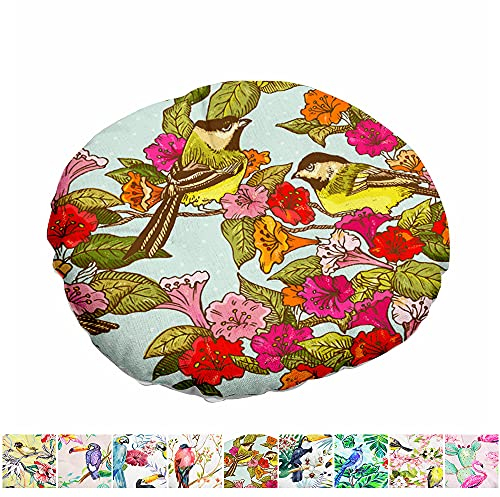 Morbuy Stuhlkissen Runde Sitzkissen Blumen Vogelserie Atmungsaktiv Baumwolle Leinen Tatami Komfortable Stühle Bodenkissen Sitzauflagen für Outdoor Garten Office Sessel (40x40cm,Winde)