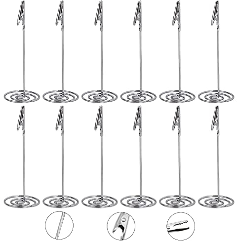 12 Stück Fotohalter Clip, vertikaler Notenhalter mit Krokodilverschluss Message Clip Holder für Foto Bilder Card Note Clip (Silber)