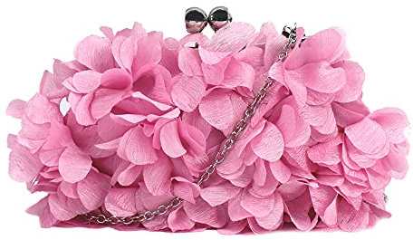 Women Elegance Floral Clutch Purse Kiss Lock Evening Handbag Girls Chain Crossbody Bag