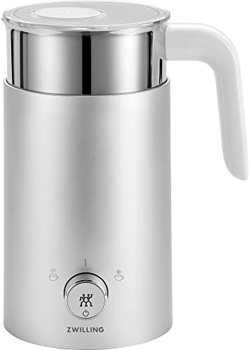 ZWILLING Enfinigy Mousseur à lait électrique en mousse chaude et froide, velouté, microbulles crémeuses pour lait et substituts de lait d'origine végétale, argenté