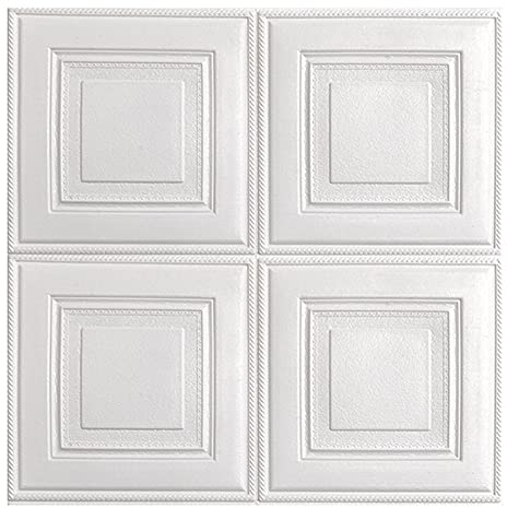 XiinxiGo 3D Wandpaneele selbstklebend tapete Wandpapier Wasserfest Ziegelstein Wandtattoo für Wohnzimmer Schlafzimmer Küche Home Office,Weiß,4Stück(70 * 70 cm *4.5MM)
