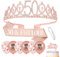 Popuppe 50. Geburtstag Schärpe und Krone,50 Geburtstag Geschenke Geburtstagskrone Kristall Tiara,Geburtstag Cupcake Topper Konfetti Luftballons für 50 Jahre Geburtstag Frauen Deko