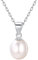 FOCALOOK Femme Collier Argent Perle de Culture 9mm, Pendentif Perle d'eau Douce Blanche avec Chaîne Ajustable 45+5cm