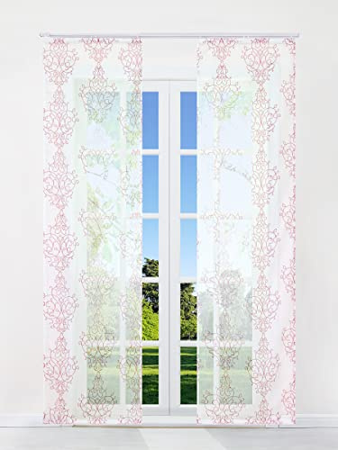 CORLIF 2er Schiebegardinen Ausbrenner Modern Flächenvorhänge mit Klettband Transparente Fensterstores Dekoschals inkl. Beschwerungsstäben Rot BxH 57x245cm 2 Stück