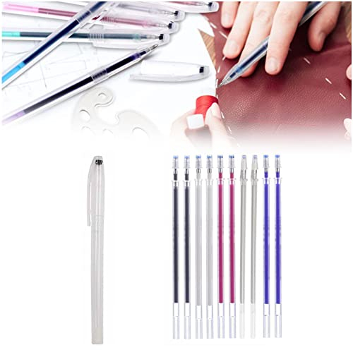 TUKNN Stoffmarkierstift, Hitze Löschbar, 10er Pack, 5 Farben, 0.3mm, Edelstahlspitze mit Wolframkarbidperlen, Für Schneider