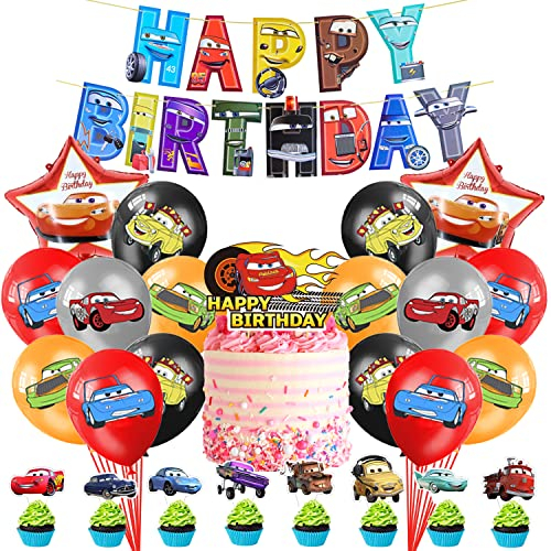Party Decoration 40 pcs, Luftballons, Geburtstag Deko, Geburtstag Banner, Cupcake Topper, Kuchendekoration, Dekorationen für Kindergeburtstagsfeiern