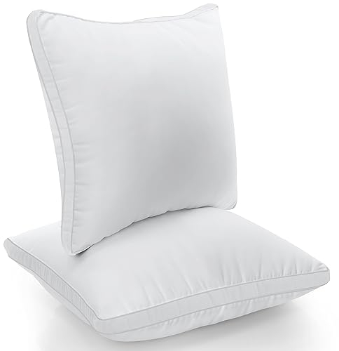 Utopia Bedding Kopfkissen (2er Set), 60 x 60 cm Schlafkissen, Gebürsteter Stoff Bezug Bettkissen, Premium Qualität Weich et Atmungsaktiv Kissen (Weiß)