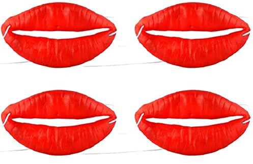 Halloween Wurst Mund Ornament 4pcs Lustige Rote Lippen Halloween Witze Gesichtsangebote Für Maskerade Cosplay -partyzubehör