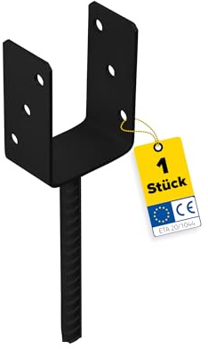 DMX U Pfostenträger 90x90 - Anker zum Einbetonieren - Pfostenanker | U profil - Pfostenträger zum einbetonieren - Stützenfuß für Zaunpfosten - Holzpfosten - Anker - Terrasse, - Carport Pavillon